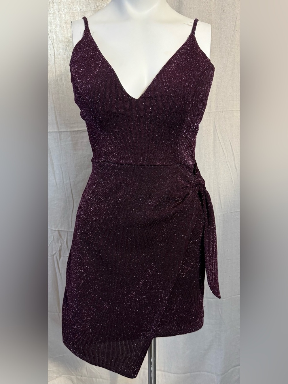 Matix Clothing Company Plum Sparkle Wrap Mini Dress PTP 19